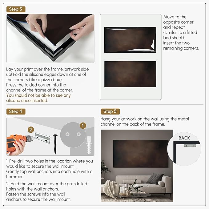 SIGNWIN 24"x46" Extra Large Framed Wall Art Dark Brown Abstract Moody Illustration for Home Living Room Bedroom Decor (Frame Assembly Required)