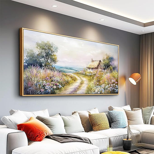 ZUITINGHUA Wood Framed Canvas Wall Art For Living Room Wall Decor For Bedroom Office Wall Decoration Country Road Landscape Paintings Farmhouse Pictures Artwork Room Aesthetic Home Decor 20x40 In