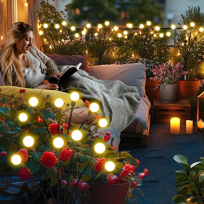 Solar Lights Outdoor Garden – 6 Pack 36 LEDs Solar Firefly Lights, Swaying Lights Waterproof, Solar Decorations for Yard Patio Pathway Lawn Gardening Gifts