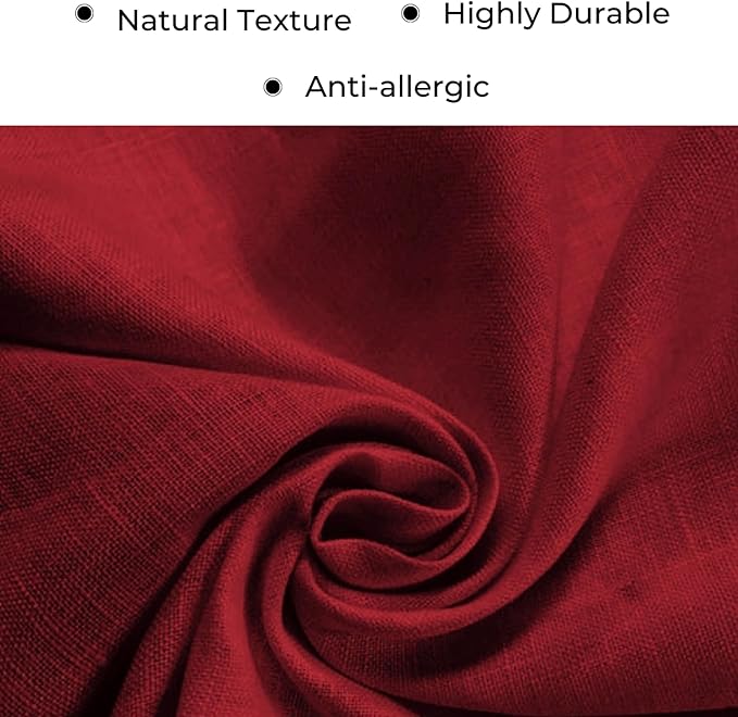 D'Moksha Homes Red Linen Table Runner 60 Inches Long - 100% Pure Linen Diamond Table Runner 14 x 60 Inch for Dining, Fall and Halloween - Machine Washable