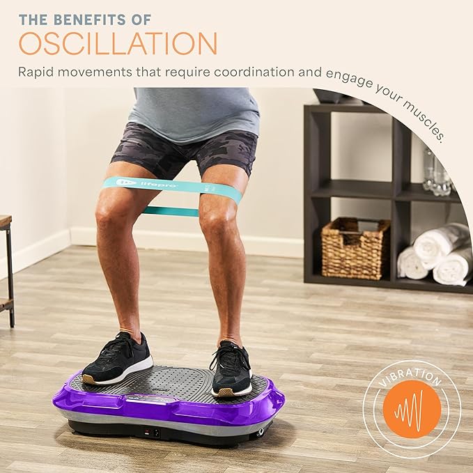 Lifepro Waver Vibration Plate Exercise Machine – High-Intensity Vibration for Muscle Activation, Full-Body Workout Vibrating Platform with Loop Bands, Fitness Equipment for Strength Toning & Fat Loss