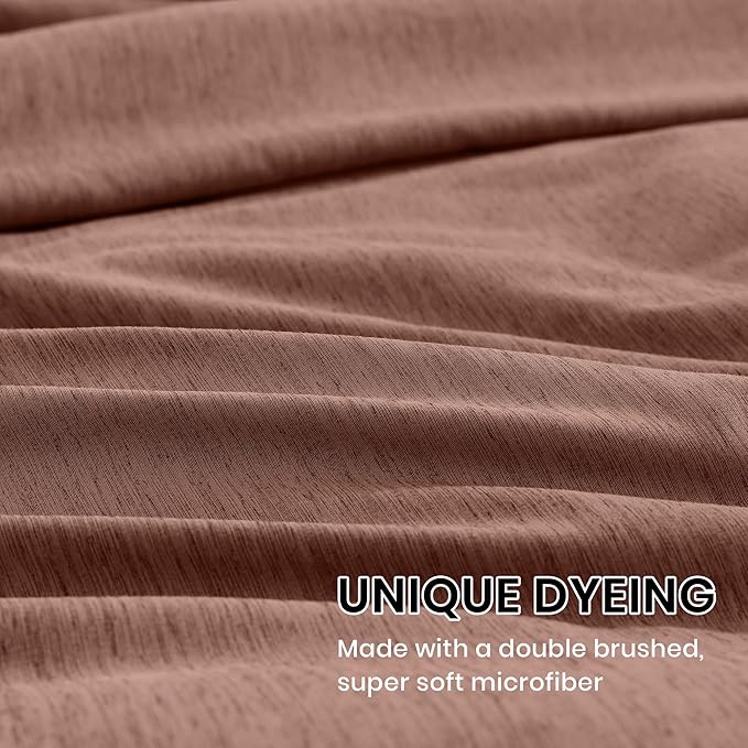 Monbix King Size Comforter Set, Terracotta King Size Bed Set Reversible, King Comforter Set 7 Pieces, Cationic Dyeing Bed in a Bag with Comforter, Sheets, Pillowcases & Shams