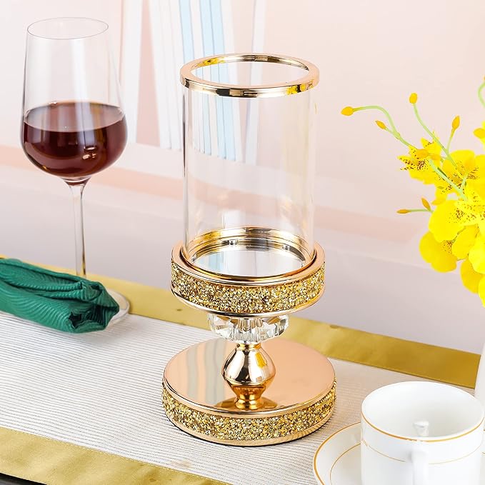 Candle Holder, Pillar Candle Holders, Crystal Candlesticks Holder for Wedding, Parties, Events, Chirstmas,Home Decor, Table Centerpieces CH028D (S)