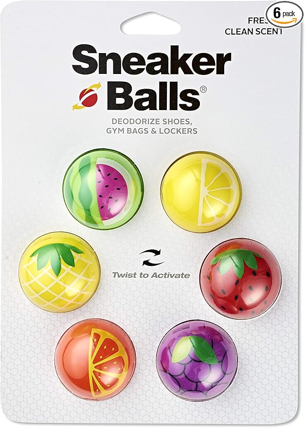 Sneaker Balls Fruitastic Sof Sole Shoe Eliminator & Remover, 3PK-Fresh, Clean Scent Blocks Odors-Twist-to-Activate, Colorful Designs, 6 Pack