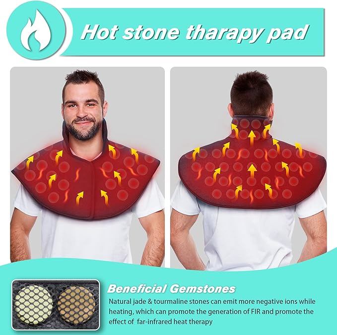 UTK Heating Pad for Neck and Shoulders,Natural Jade Tourmaline,Upgrade Size to Cover More Areas of Neck,Shoulder,Shoulder Blade and Back(23''x 24'')|Gift for Dad