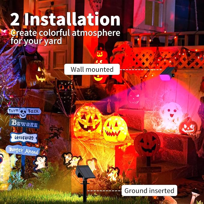 Solar Spot Lights Outdoor Color Changing, [7 Mode/2 Pack] Christmas Landscape Spotlights, Solar Lights Outdoor Waterproof, Solar Led Powered Flood Light for Outside Pathway Yard Garden Walkway