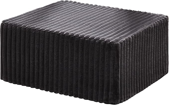 Hobestluk Rectangle Ottoman Memory Foam Footrest for Couch with Removable Cover Large Floor Seating for Adults Ottoman Coffee Table for Living Room, Bedroom or Office (Strip Grey, Footrest)