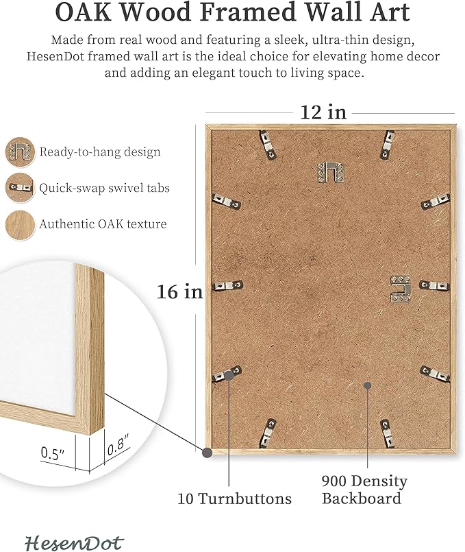 HesenDot Natural OAK Wood Chicago Cityscape Framed Wall Art,12x16in City Skyline Canvas Wall Print,Modern Urban Landmark Wall Decor for Living Room,Bedroom,Office Gallery Gifts Set of 1