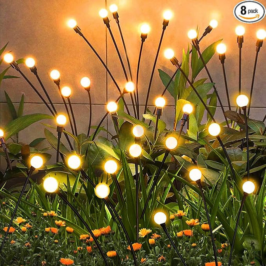 Solar Firefly Lights Outdoor, 8 Pack, Warm White, Swaying, Waterproof, Garden Decor for Yard Patio Pathway Lawn, Gardening Gifts