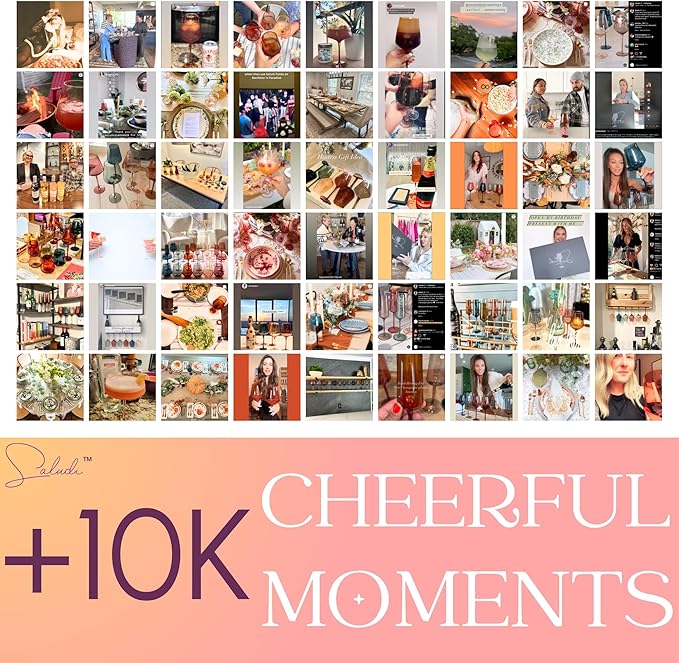 Saludi Original Smokey Sand Wine Glasses, 16.5oz (Set of 6) Stemmed Single Color Smoky Amber Brown Neutral Glass - Great for All Wine Types and Occasions or Gifts - Luxury, Durable, Hand-Blown