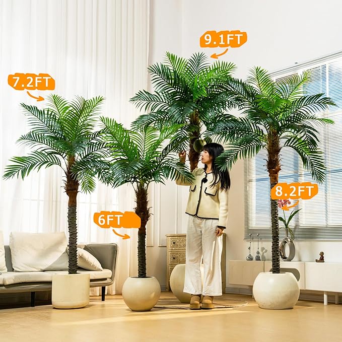 6FT Artificial Phoenix Palm Tree with Coconut Fruit Outdoor Indoor Decor Large Faux Coconut Silk Palm Tree Tropical Fake Tree Large Faux Sago Palm Plant for Home Yard Outside Patio Poolside