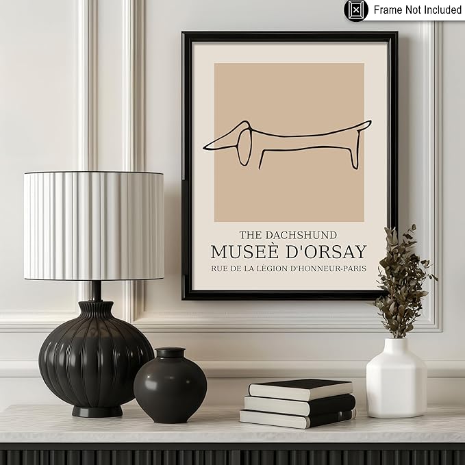 Poster Master Vintage Poster - Retro Minimalist Print - Gift for Artist, Housewarming - Dachshund Dog, Line Drawing, Abstract - Wall Decor for Living Room, Bedroom, 18x24 Unframed Wall Art