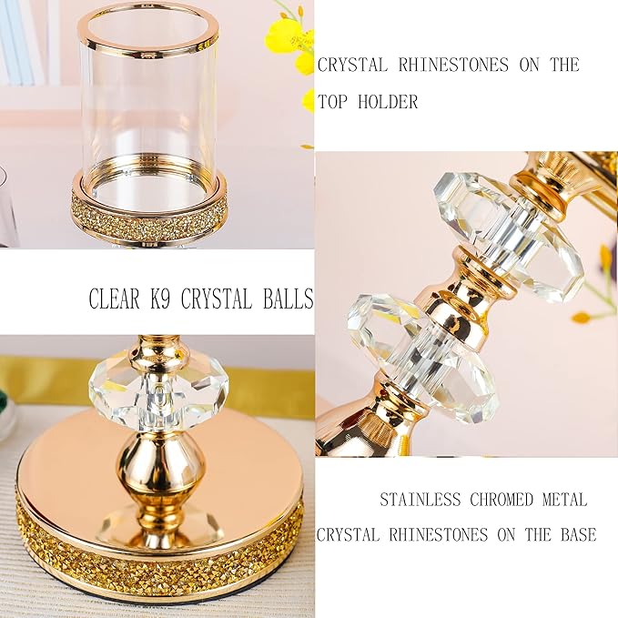 Candle Holder, Pillar Candle Holders, Crystal Candlesticks Holder for Wedding, Parties, Events, Chirstmas,Home Decor, Table Centerpieces CH028D (M)