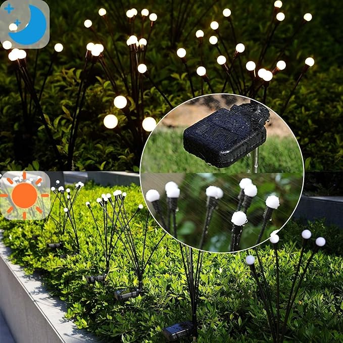 Solar Garden Lights Outdoor, 10 Pack 60 LED Solar Firefly Lights, Swaying Waterproof Garden Decor for Yard Patio Pathway Lawn Gardening Gifts