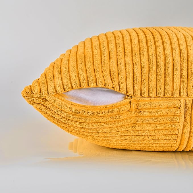 Fancy Homi 2 Packs Sunflower Yellow Spring Decorative Throw Pillow Covers 20x20 Inch for Living Room Couch Bed Sofa, Gold Yellow Home Decor, Soft Corss Corduroy Patchwork Textured Cushion Case 50x50cm