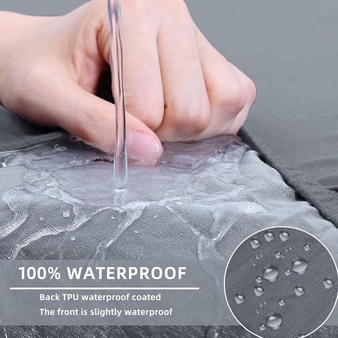 hyha Waterproof Couch Cushion Covers, Stretch Sofa Couch Seat Slipcover for Dog Washable, Non-Slip Waterproof Outdoor Cushion Covers for Patio Furniture Replacement (3 Pieces, Dark Grey)