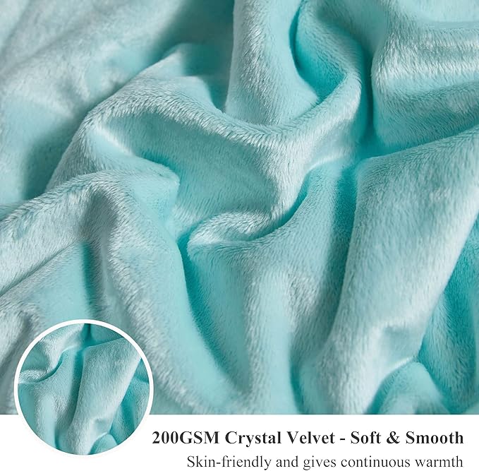 XeGe Luxury Faux Fur Blanket, Soft Big Fluffy Throw, Shaggy Plush Decorative Couch Blanket, Cute Furry Fuzzy Bed Throw for Bedroom Living Room, Ombre Aqua Green, 60x90