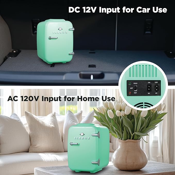 IBMF4MNT Fridge for Bedroom, Skincare, Portable Cooler & Warmer for Makeup, for Office & Home Refrigerator, Mini (4 L / 6-Can), Mint Green