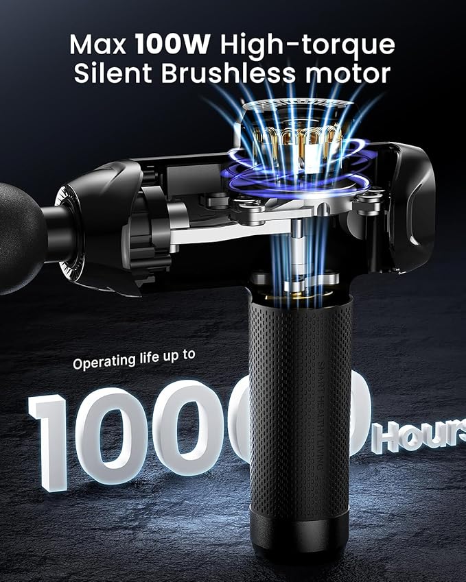 RENPHO Massage Gun Deep Tissue with 12mm Amplitude, Percussion Muscle Massage Gun, Portable Electric Handheld Massager Gun, LED Touch Display Carry Case Power