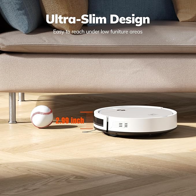 ILIFE V2 Robot Vacuum Cleaner, Tangle-Free Suction, 120 Mins Runtime, Slim, Self-Charging Robotic Vacuum Cleaner, Ideal for Pet Hair and Hard Floors