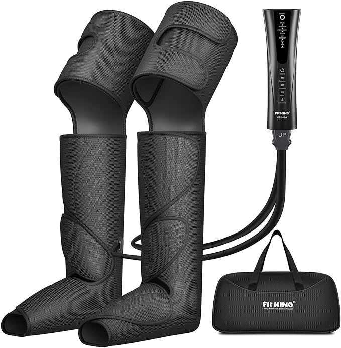 FIT KING Foot and Leg Massager for Circulation and Relaxation with Hand-held Controller 3 Modes 3 Intensities Helpful for Vericose Veins, Cramps, Swelling and Edema - Gift for Mom Wife Family