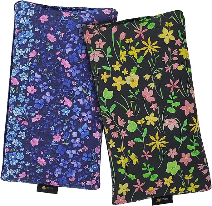 SunnyBay Small Microwave Heating Pad, Microwavable Versatile Cold/Heated Neck and Shoulder Wrap for Back Pain and More, Moist Heat Cotton-Fleece Pad, 6x11 Inches, Lilac and Green Flowers, Pack of 2