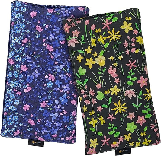 SunnyBay Small Microwave Heating Pad, Microwavable Versatile Cold/Heated Neck and Shoulder Wrap for Back Pain and More, Moist Heat Cotton-Fleece Pad, 6x11 Inches, Lilac and Green Flowers, Pack of 2