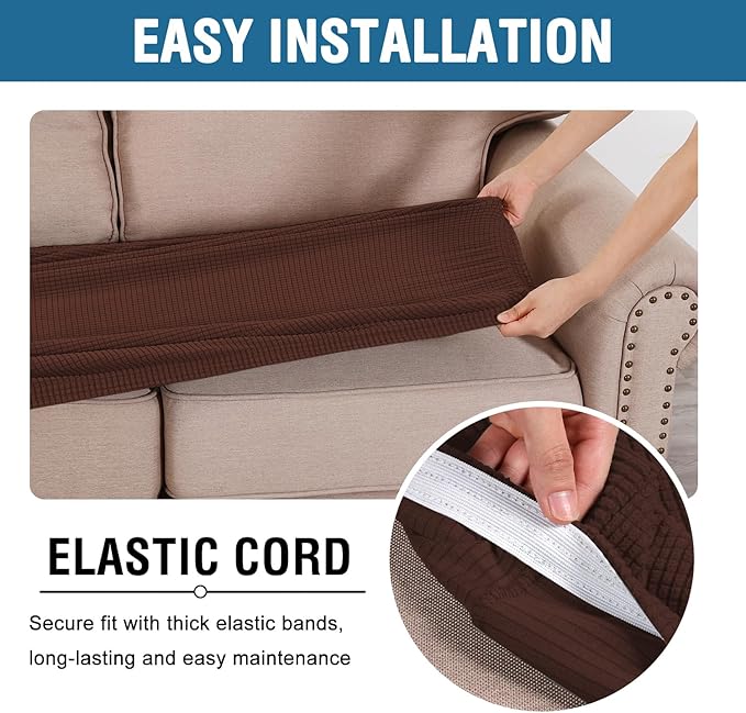 H.VERSAILTEX Super Stretch Individual Seat Cushion Covers Sofa Covers Couch Cushion Covers Slipcover Sets Thick Jacquard Textured Twill Fabric (1 Piece Chair Cushion Cover, Burnt Brick)