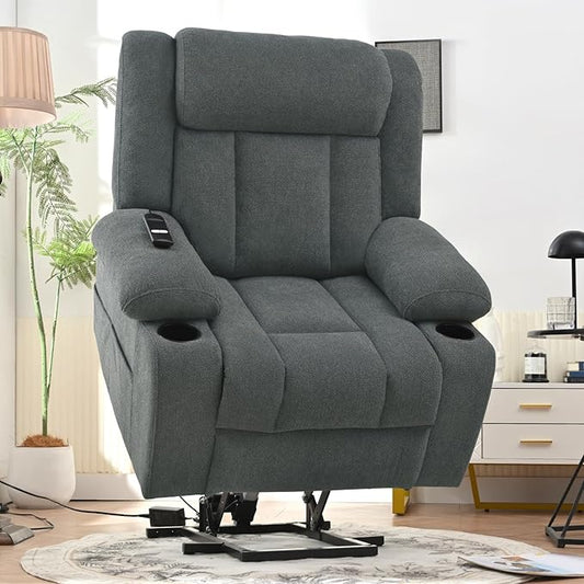 Oversize Power Lift Recliner Chair for Big and Tall with Extended Footrest, Large Electric Lift Chairs, 400lbs Capacity, Remote Control, Cup Holders & Side Pockets