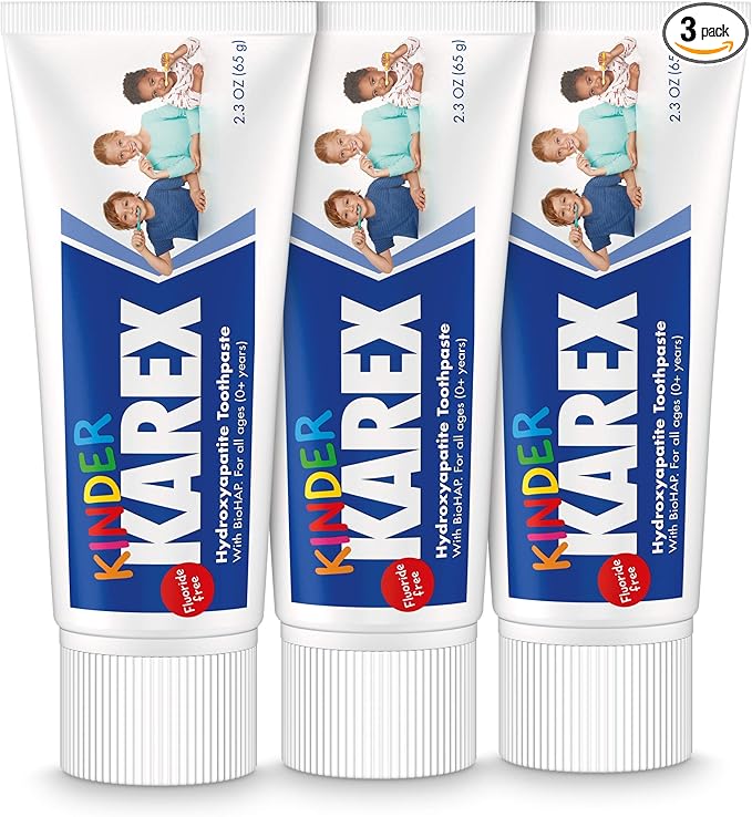 Kinder Karex Hydroxyapatite Kids Toddler Toothpaste I Fluoride Free I Clinically Tested I 2.3 oz (Pack of 3)