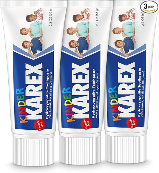 Kinder Karex Hydroxyapatite Kids Toddler Toothpaste I Fluoride Free I Clinically Tested I 2.3 oz (Pack of 3)