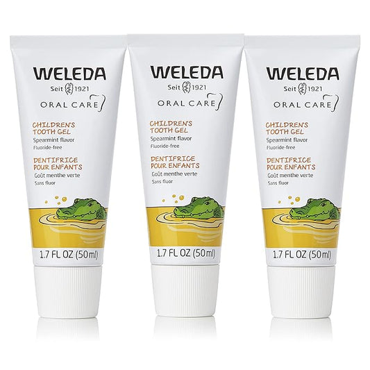 Weleda Oral Care Children's Tooth Gel, 1.7 Fluid Ounce (Pack of 3), Fluoride Free, Spearmint Flavor, Plant Rich Toothpaste with Calendula, Silica and Fennel