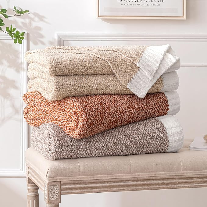 MIULEE Fall Burnt Orange Super Soft Throw Blanket for Couch, Cozy Fluffy Warm Throws Knit Blankets for Sofa, Bed, Chair, Living Room, Camping, Picnic, 50 x 60 inch