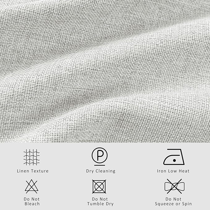 Macochico 100”Wx96”L Pinch Pleated 100% Blackout Linen Curtains Thermal Sliding Curtains for Bedroom Living Room Sliding Glass Door Farmhouse Shabby Chic Greyish White Drapery with Tieback 1 Panel