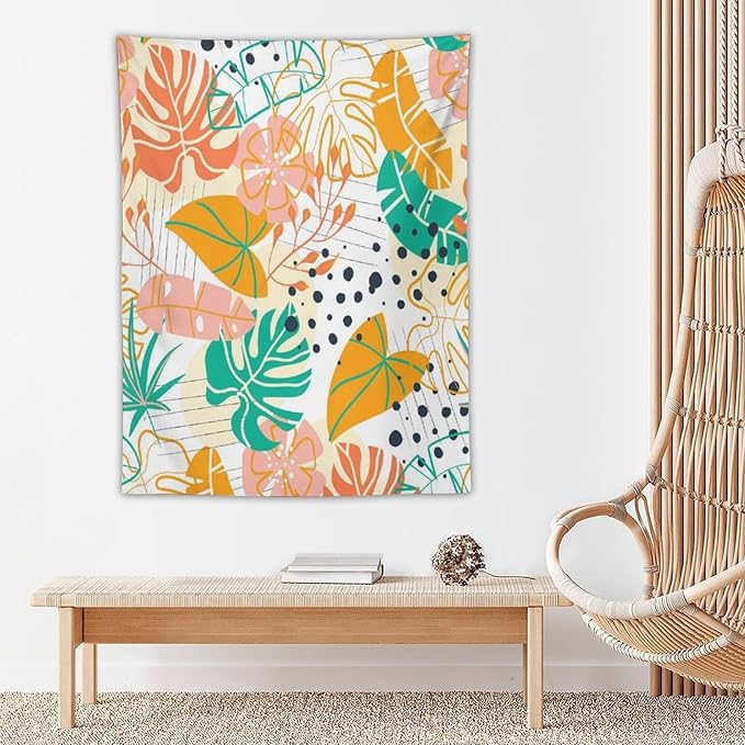 ICMOLYYENLO Tropical Palm Leaves Wall Tapestry, Wall Art for Room Decoration Beautiful Wall Hanging for Bedroom Living Room Dormitory Apartment 60x60 Inch