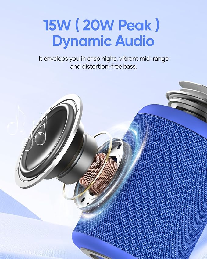 Portable Bluetooth Speaker with Lights, Stocking Stuffers, Powerful Crystal Clear Sound, IPX5 Waterproof, All Day Playtime, BT 5.3, TWS Paring, Small Wireless Speaker for Outdoor, White Elephant Gifts