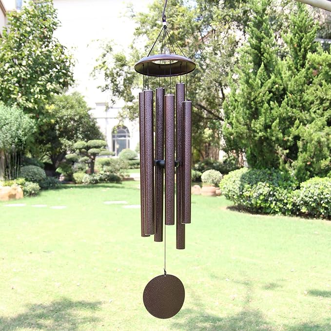 ASTARIN Outdoor Wind Chimes, 45 in Memorial Chimes with 6 Heavy Tubes, Large Deep Tone for Garden Hanging Decor, Sympathy Gifts. Bronze
