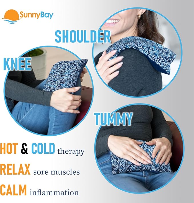 SunnyBay Small Microwave Heating Pad, Microwavable Versatile Cold/Heated Neck and Shoulder Wrap for Back Pain and More, Moist Heat Cotton-Fleece Pad with Flax Seed Filling, 6x11 in, Royal Flowers