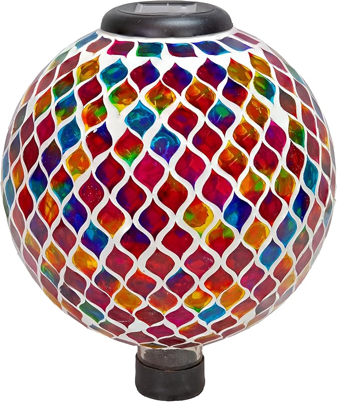 Sunnydaze 10-Inch Solar Gazing Ball for Garden - Glass Outdoor Gazing Globe - Summer Trellis - Set of 2
