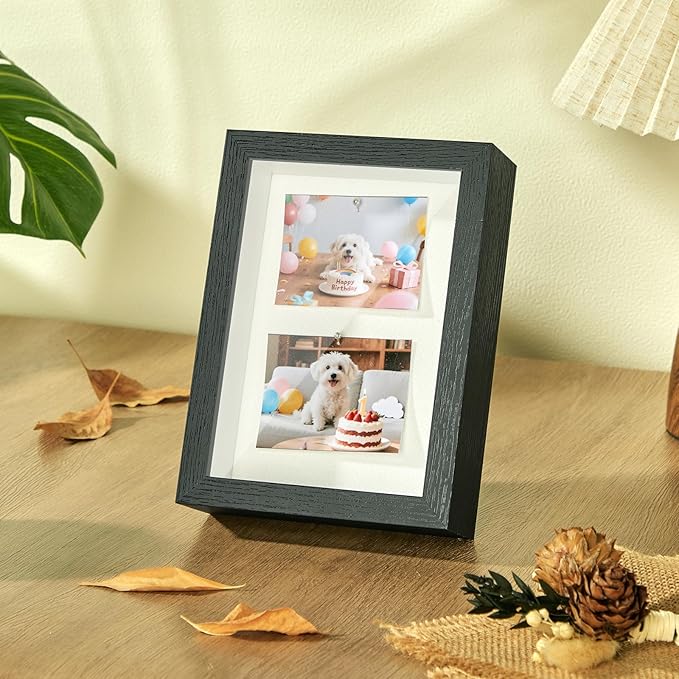 5x7 Mini Shadow Box Display Case Picture Frame with Soft Linen Back,Small Deep Black Shadow Box 5x7 for Flowers Medal Display Case Jersey pet Graduation Memorabilia Baby Ltems Crafts Photos
