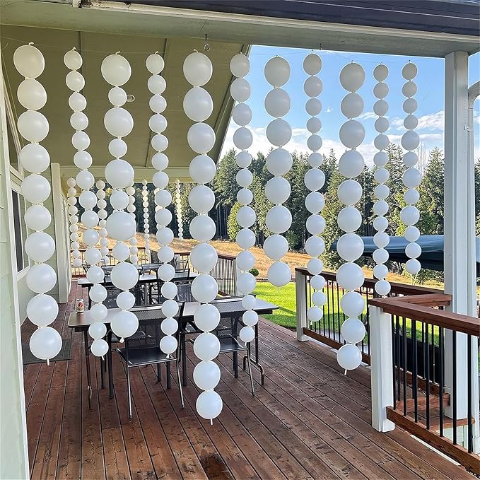 White Link Balloons, 100PCS Linking Balloons with Tail for Making Balloon Wall Arch and Chains, Pearl Quick Balloon for Wedding Birthday Baby Shower Engagement Graduation Party Decorations (6inch)