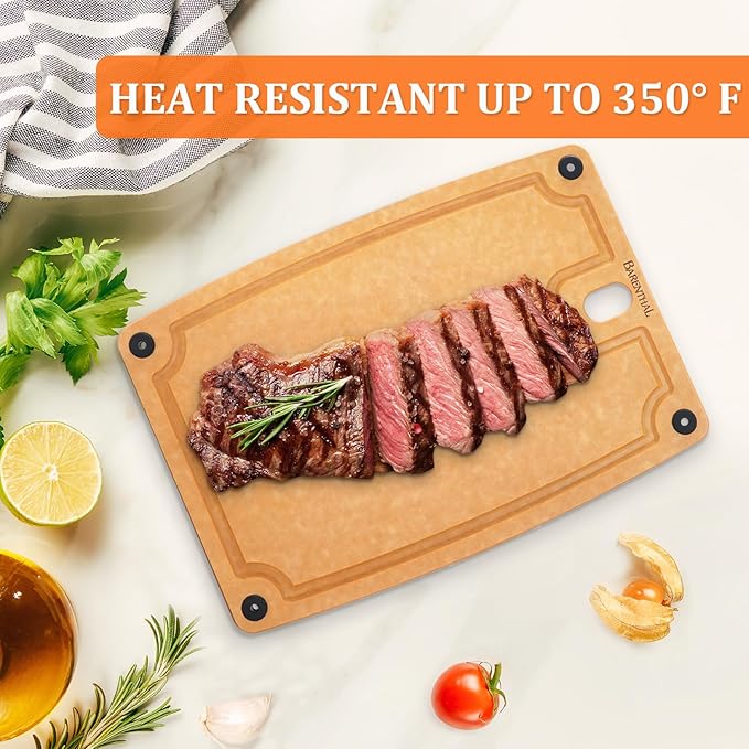 Cutting Boards for Kitchen Dishwasher Safe Eco-Friendly Composite Cutting Board Set of 2, Reversible Chopping Board with Handles & Juice Grooves, Small & Large Cutting Board for Countertop