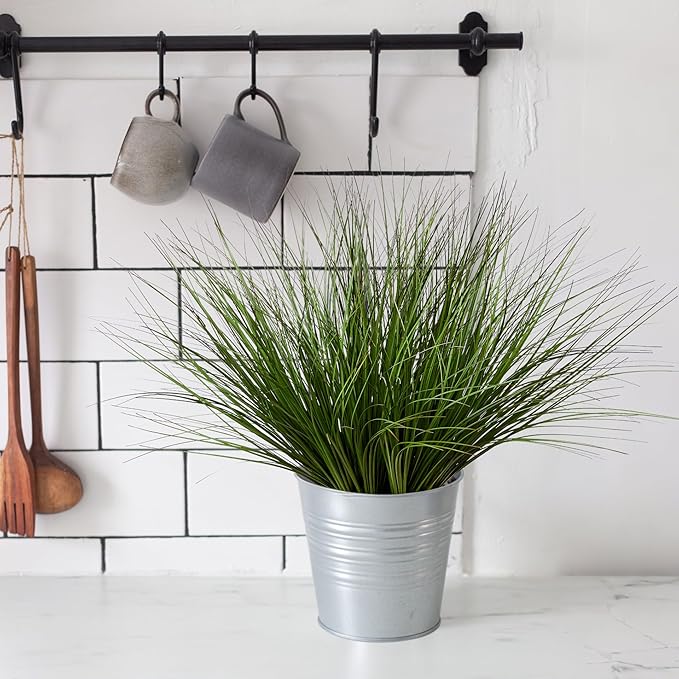 8PCS 17.3" Fake Plants Artificial Wheat Grass Greenery Plastic Plants Fake Grass Artificial Plants for Outdoor Decor Artificial Flower with Greenery Stems for Indoor Home Decoration