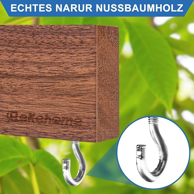 Magnetic Knife Holder for Wall, Magnetic Knife Strip No Drilling 20 Inch, Walnut Wood Magnet knife holder strip with 2 Hooks, Powerful Magnet Knife rack for Kitchen Utensils, Knives and Tools