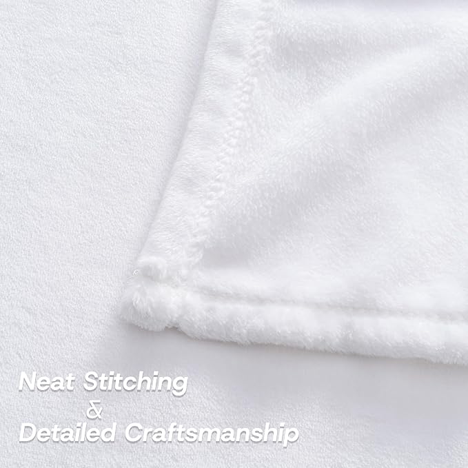 Luxury Fleece Warm Blanket, Soft Lightweight Velvety Plush Blanket for Sofa and Bed, Cozy Comfy for All Seasons(True White, 70×90 Inches)