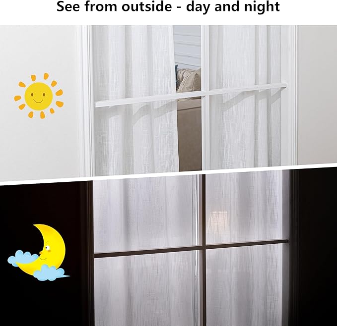 MYSKY HOME Natural Curtains for Living Room, Beige Semi Sheer Curtains & Drapes Light Filtering Farmhouse Country Boho Style Back Tab Draperies for Sliding Glass Door (Customsize, Natural)