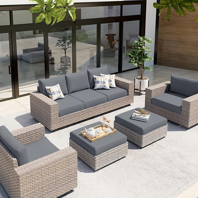 hyha Waterproof Couch Cushion Covers, Stretch Sofa Couch Seat Slipcover for Dog Washable, Non-Slip Waterproof Outdoor Cushion Covers for Patio Furniture Replacement (1 Piece for Large, Dark Grey)