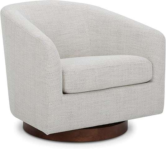 CHITA Swivel Accent Chair, FSC Certified Upholstered Fabric Barrel Chair for Living Room, Ivory