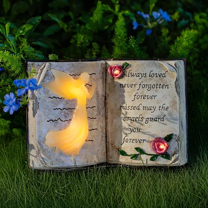 Outdoor Solar Angel Garden Stakes Lights, Waterproof Memorial Grave Decorations Gifts for Cemetery Outdoors Lawn Yard Home Patio Decor