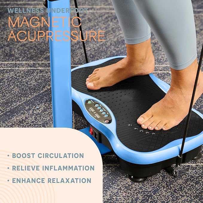 Lifepro TrimLite Vibration Plate Exercise Machine with Handlebars – Whole Body Vibration Platform for Lymphatic Drainage & Weight Loss – 99 Speed Levels, Bluetooth Speaker, Resistance Bands & Remote